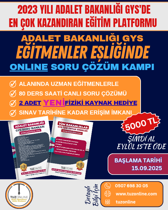 Adalet Bakanlığı GYS Online Soru Çözümü Hediyeli 2'li Soru Bankası Seti (8. Grup)